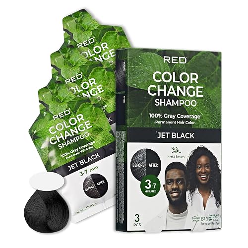 Red by Kiss Color Change Shampoo - Permanent Hair Color with 100% Gray Coverage, Quick 7-10 Minute Formula, No Tools Needed, Herbal Extracts, Includes Beauty & Personal Care Red by Kiss