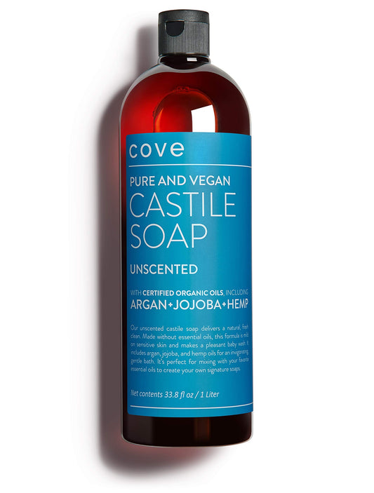 Cove Castile Soap Unscented - 1 Liter / 33.8 fl oz - Organic Argan, Jojoba, and Hemp Oils Beauty & Personal Care Cove