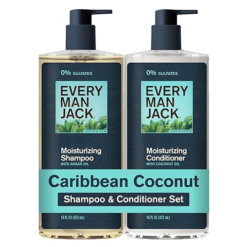 Every Man Jack Men's Shampoo and Conditioner Set - Caribbean Coconut - Sulfate Free - Made w/Plant Powered Moisturizing Ingredients like Coconut Beauty & Personal Care Every Man Jack