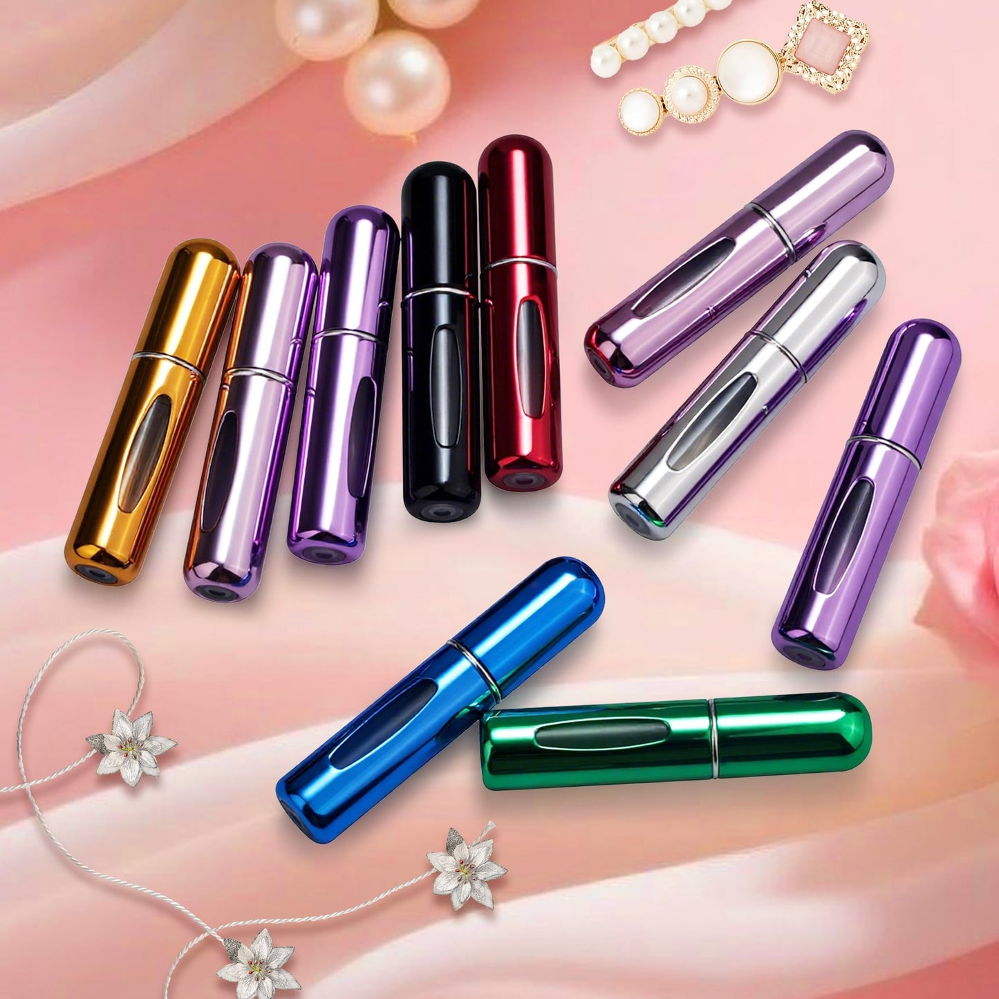 forebile Refillable Perfume Portable Atomizer Bottle Refillable Perfume Spray, Travel Perfume (5ml, 4 Pack) (Silver, Pink, Gold, Black) Beauty and Personal Care forebile