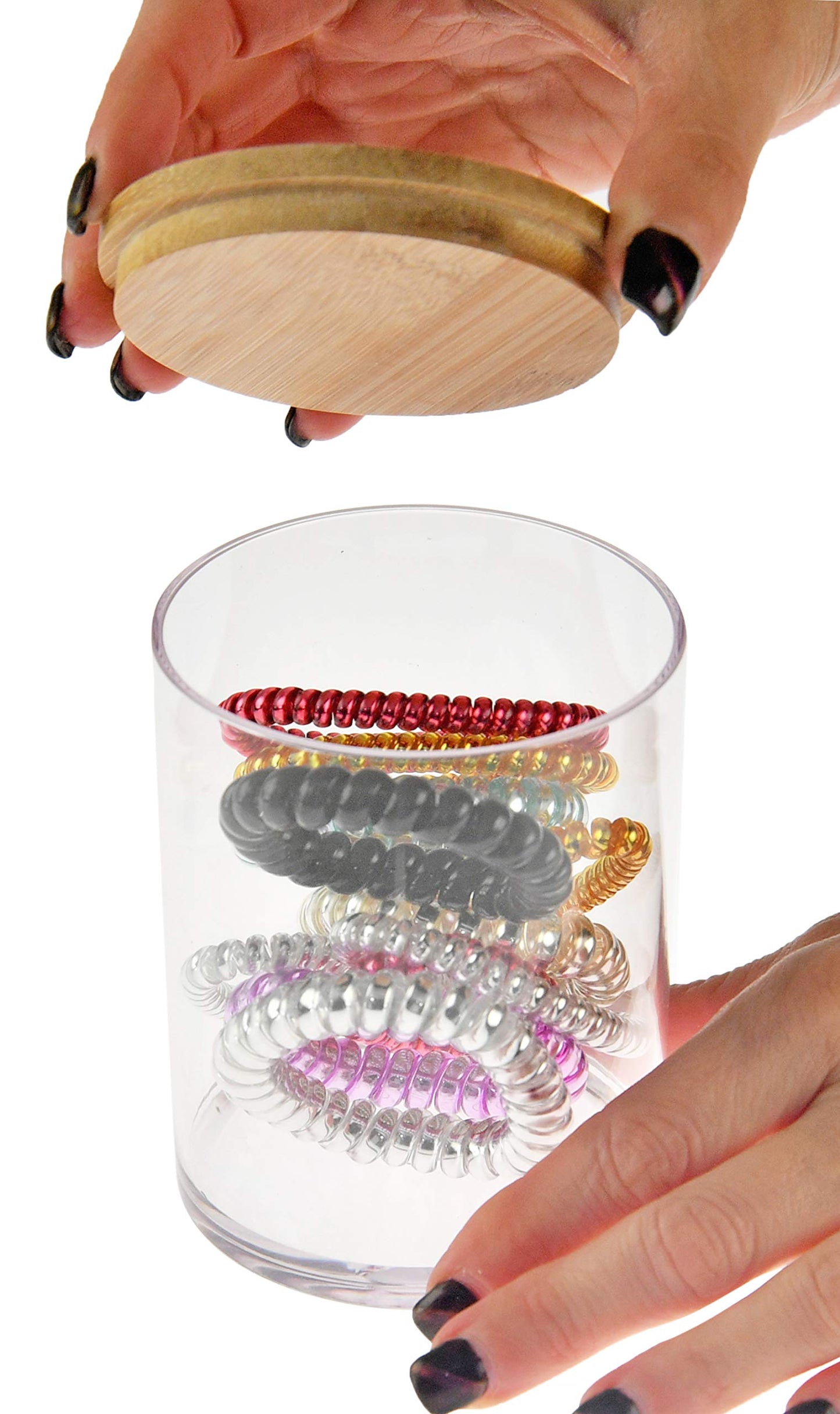 ARAD 3 Pcs Cotton Ball, Swab, Q-tip Storage, Clear Acrylic Jar Container with Bamboo Lid, Easy Organization on Bathroom Counters, Under Sink Placement Beauty & Personal Care ARAD