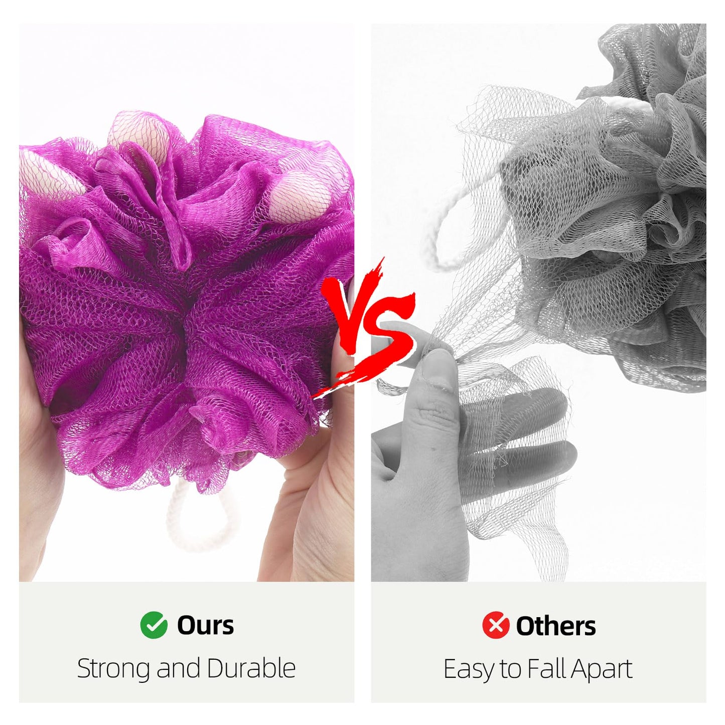 BTYMS Premium Mesh Poufs (65g/pcs) Bath Sponges Shower Loofahs Exfoliating Shower Puff - Great for Body Wash Pack of 4 Beauty & Personal Care BTYMS