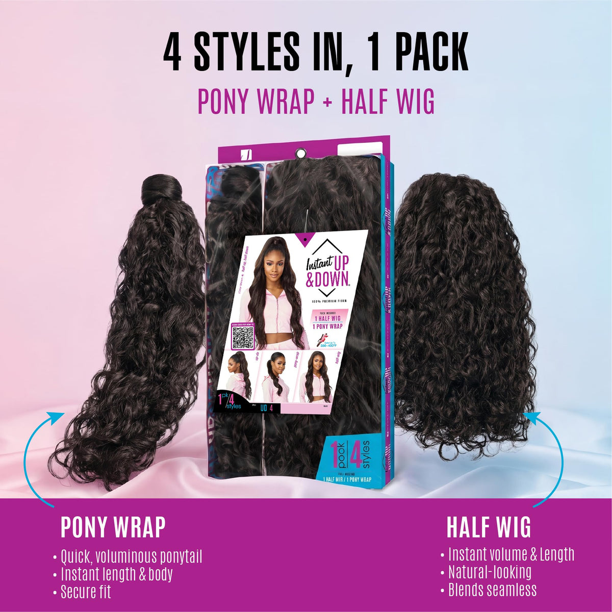 Sensationnel Instant Updown Halfwig Pony-Iud 4, 2 DARKBROWN