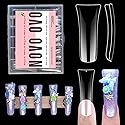 NOVO OVO 120 pcs Extra Long Duck Nail Tips Full Cover for Acrylic, Clear XL XXL Flare Feet Nails Press On, Y2K Vibe Wide French Soft Gel False Nail Beauty & Personal Care NOVO OVO