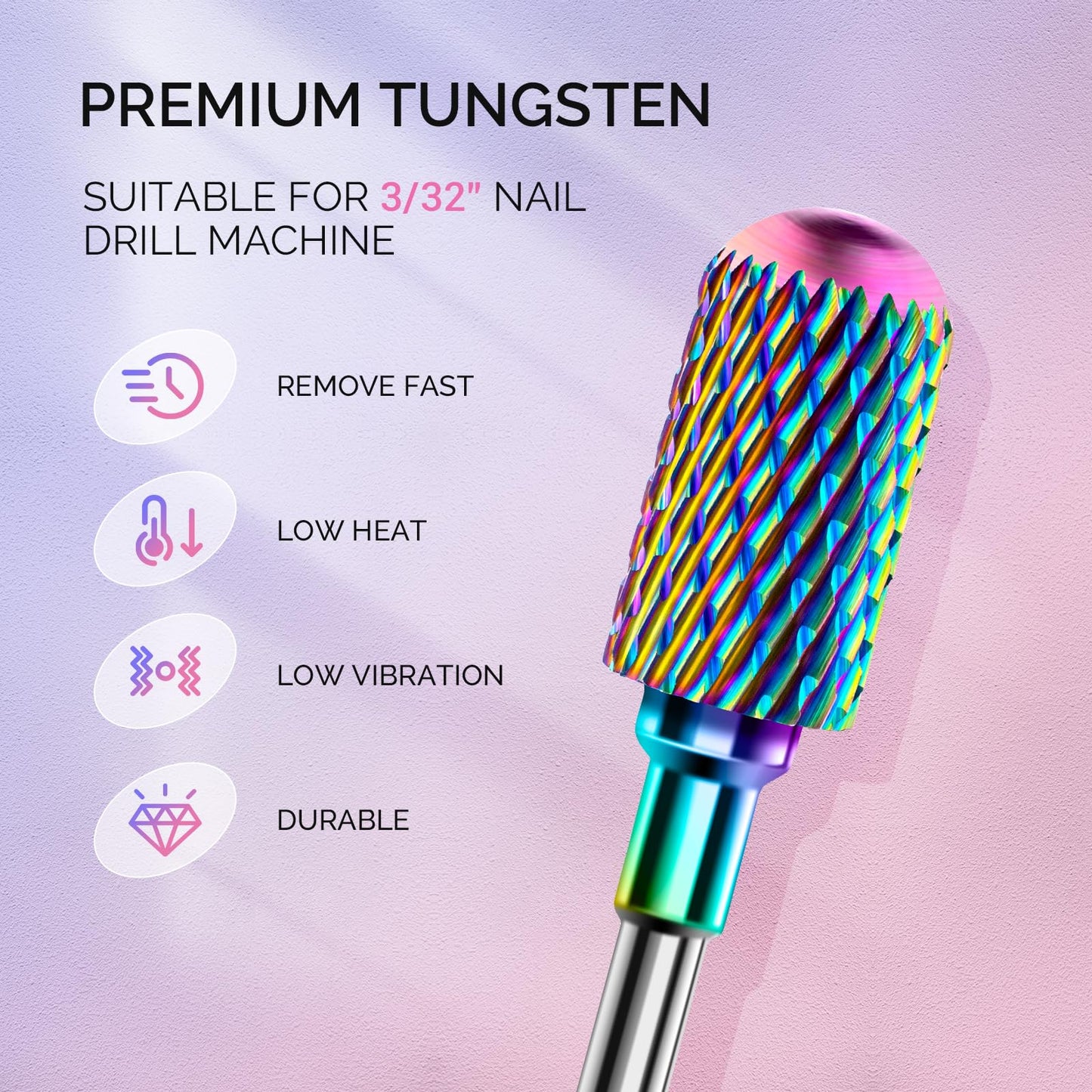MelodySusie Nail Drill Bits Set, 7pcs Tungsten Carbide Diamond Nail Drill Bits for Acrylic Nails Poly Gel Cuticle Remove, 3/32'' Professional Nail Beauty & Personal Care MelodySusie