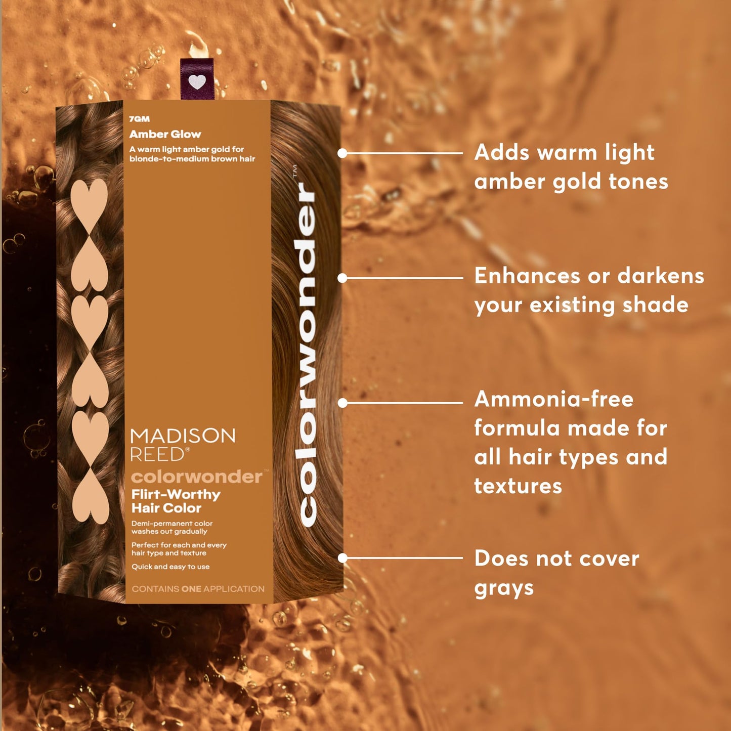 Madison Reed colorwonder Demi-Permanent Hair Color, Effortless At-Home Hair Dye, Ammonia-Free, Cruelty-Free, Amber Glow (Warm Lighter Amber), Pack Beauty & Personal Care Madison Reed