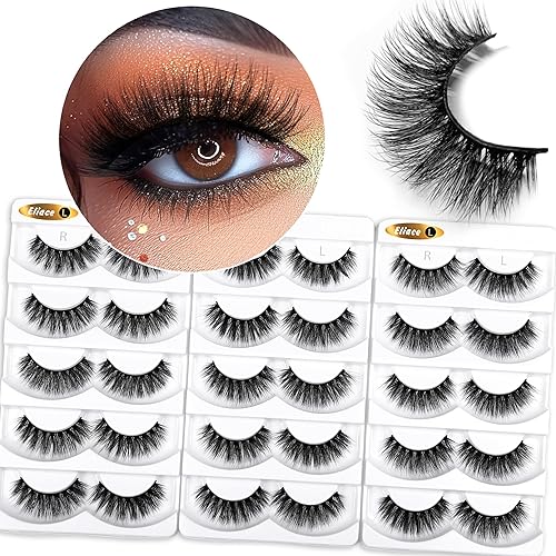 Eliace False Eyelashes Natural look 15 Pairs Fox & Cat Eye Lashes Wispy Strips, Mink Lashes Fake Eyelashes Fluffy Volume Dramatic Long Cross Wispies Beauty & Personal Care Eliace