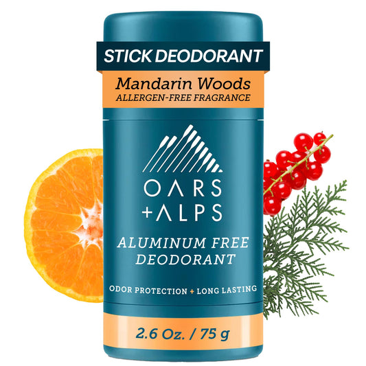 Oars + Alps Aluminum Free Deodorant for Men - Long Lasting Odor Protection, Clear & Free of White Residue, Anti-Chafing Smooth Glide, Dermatologist Beauty and Personal Care Oars + Alps