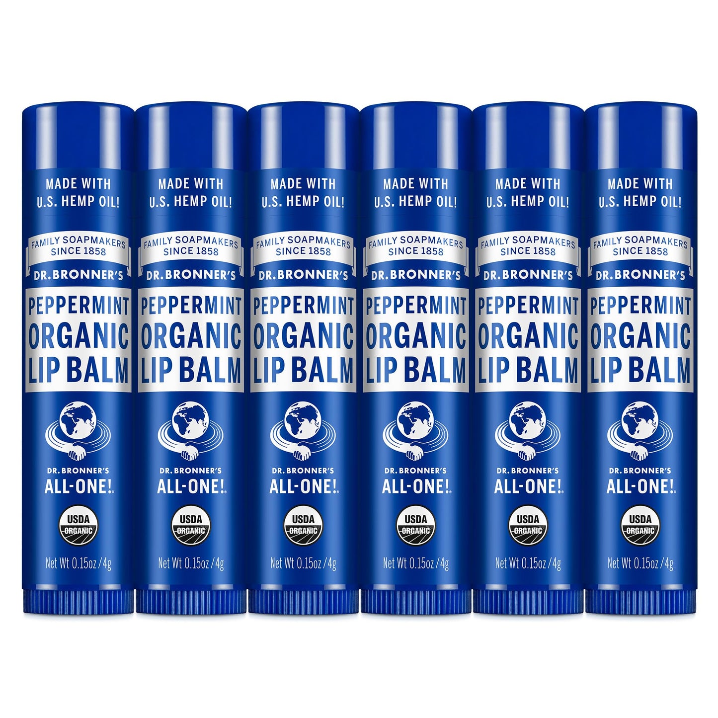 Dr. Bronner's - Organic Lip Balm (Peppermint, .15 ounce, 6-Pack) - Made with Organic Beeswax and Avocado Oil, For Dry Lips, Hands, Chin or Cheeks Beauty & Personal Care Dr. Bronner's