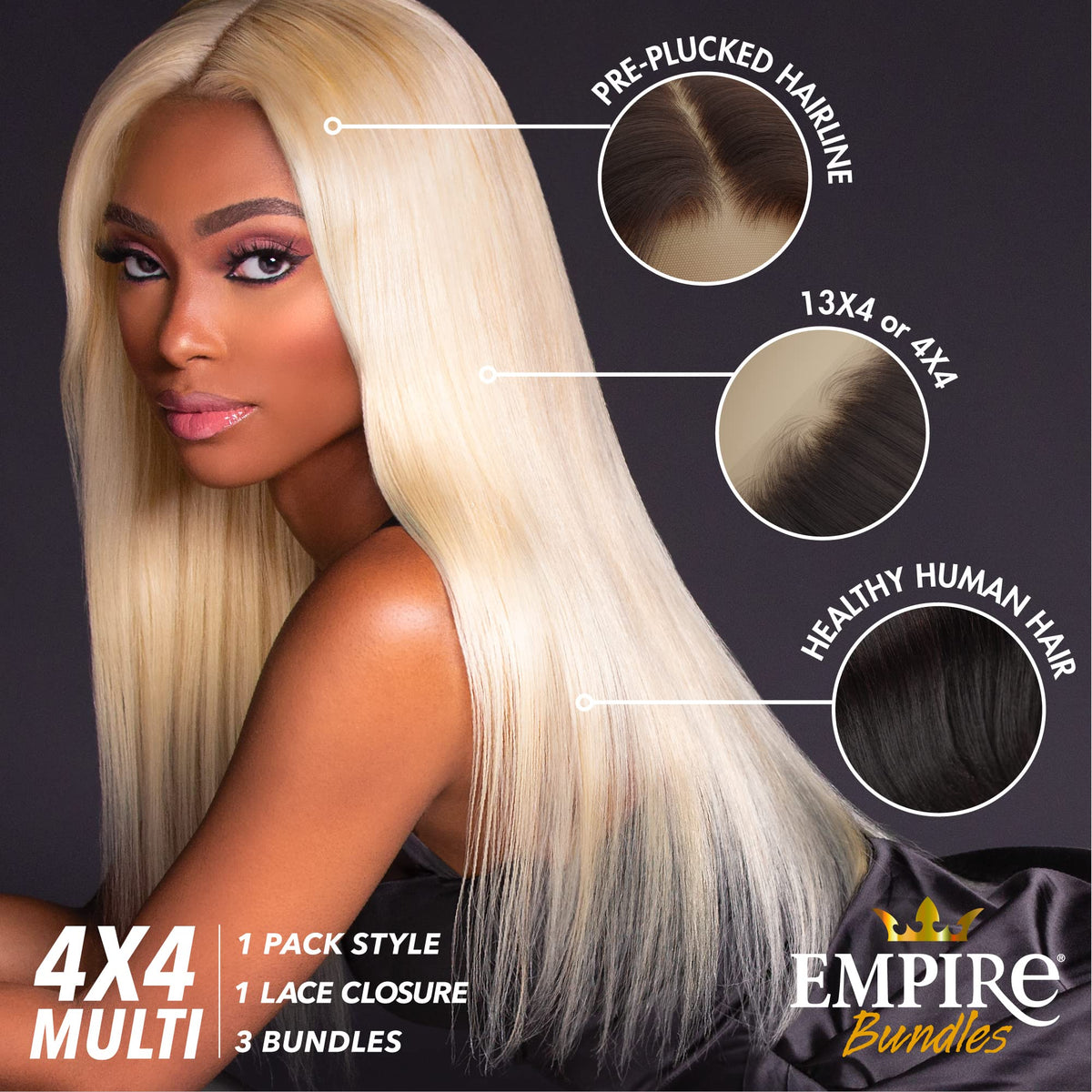 Sensationnel Empire Bundles Multi-Straight,12 14 16 Inch, NATURAL