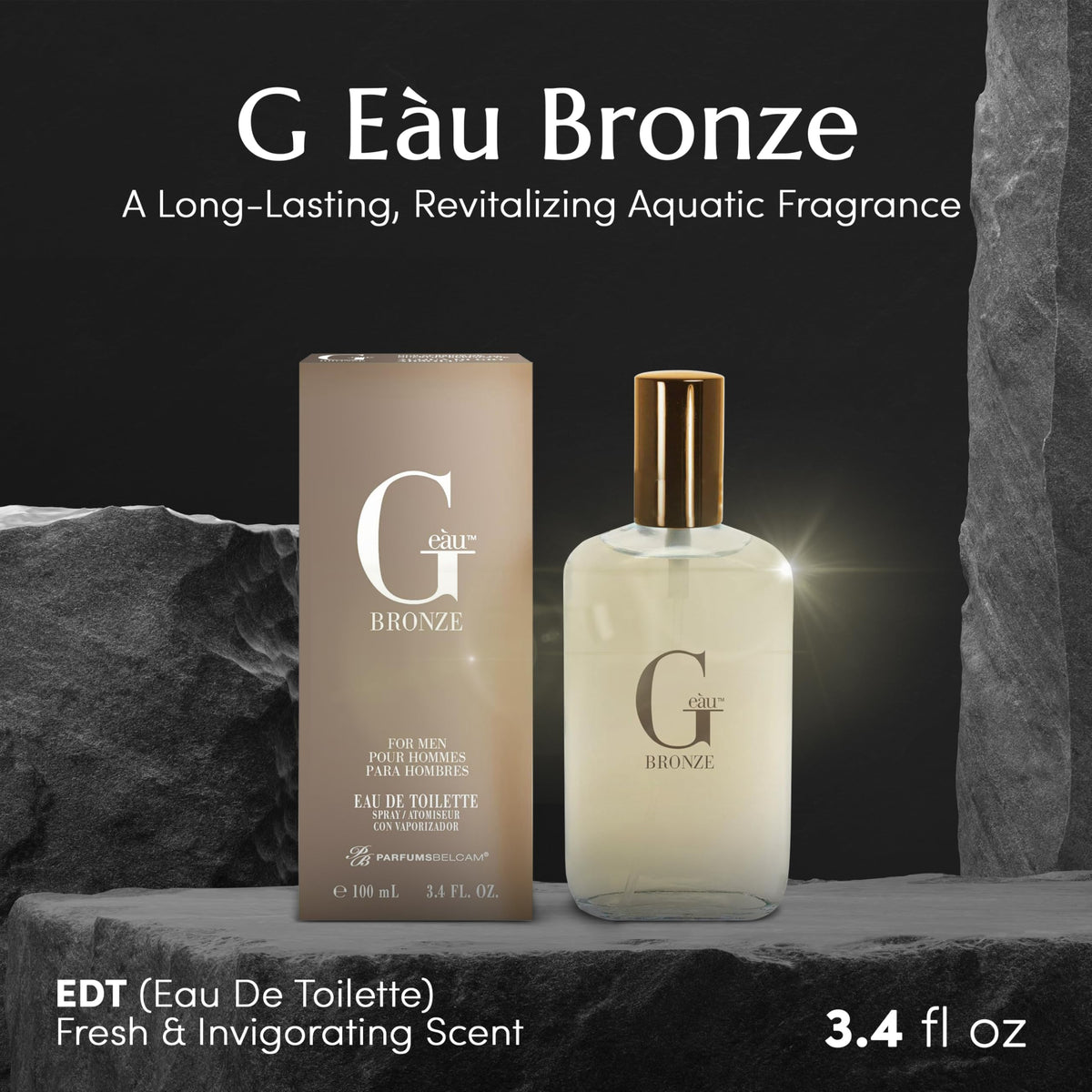 PB ParfumsBelcam G eàu Bronze Eau de Toilette Spray for Men – Long-Lasting Aquatic Woody Cologne with Citrus, Lavender & Patchouli, 0.34 fl oz Beauty & Personal Care PB ParfumsBelcam