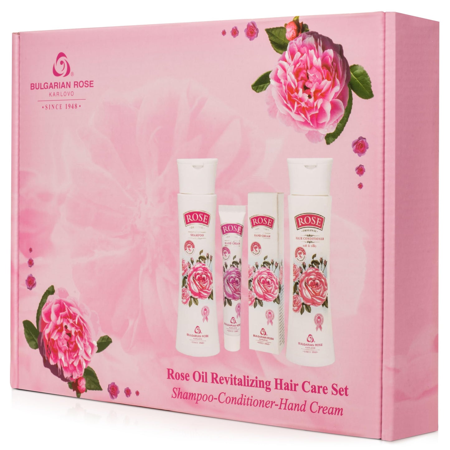 Rose Bulgarian Revitalizing Hair Care 3 Piece Gift Set - Natural Rose Shampoo, Hair Conditioner, Hand Cream Beauty & Personal Care BULGARIAN ROSE KARLOVO