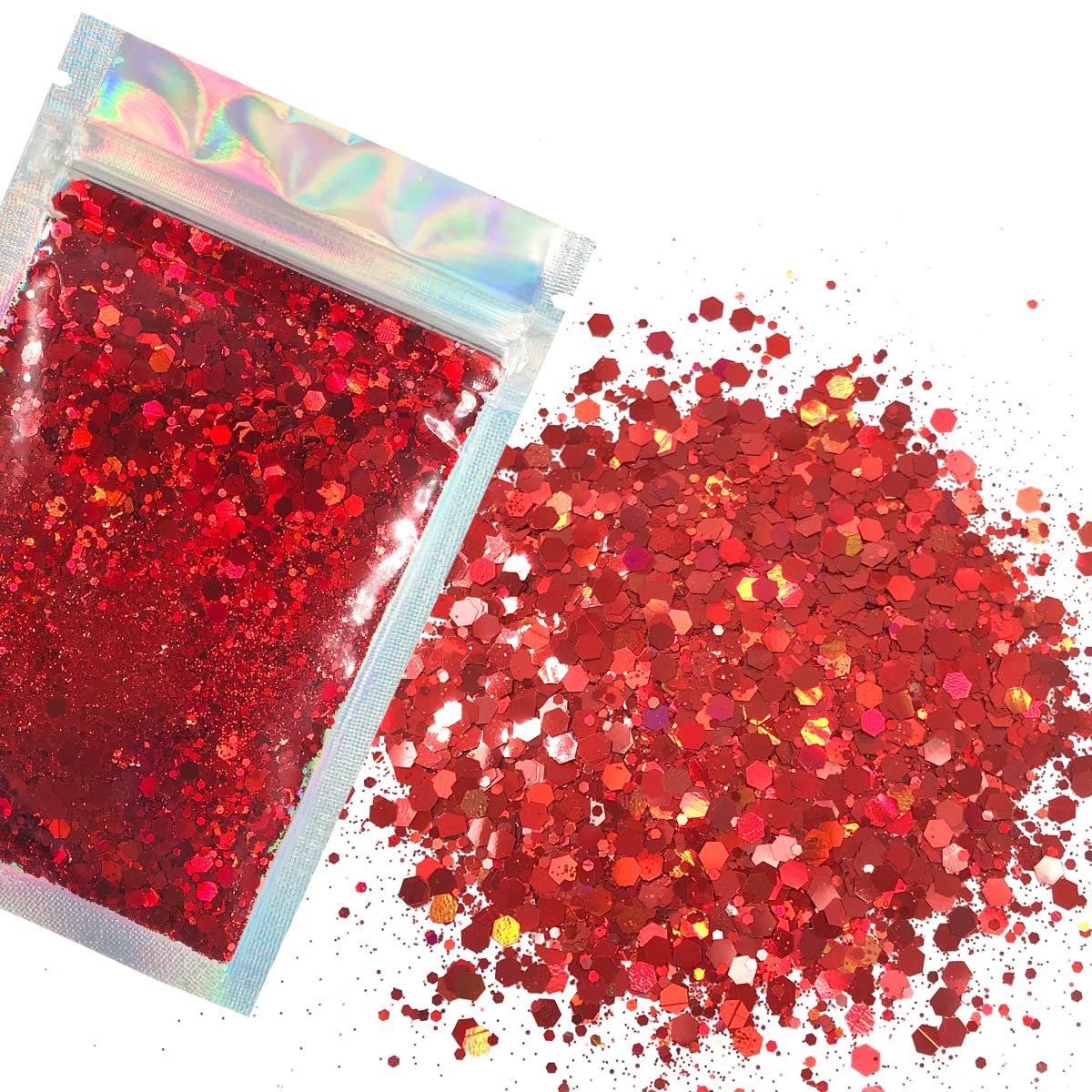 Red Face & Body Glitter - Cosmetic Grade Chunky Glitter - Uses Include: Festival Rave Makeup Face Body Nails Resin Arts & Crafts, Resin, Tumblers Beauty & Personal Care Electric Bliss Beauty