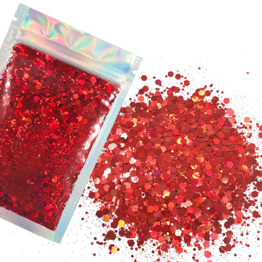 Red Face & Body Glitter - Cosmetic Grade Chunky Glitter - Uses Include: Festival Rave Makeup Face Body Nails Resin Arts & Crafts, Resin, Tumblers Beauty & Personal Care Electric Bliss Beauty