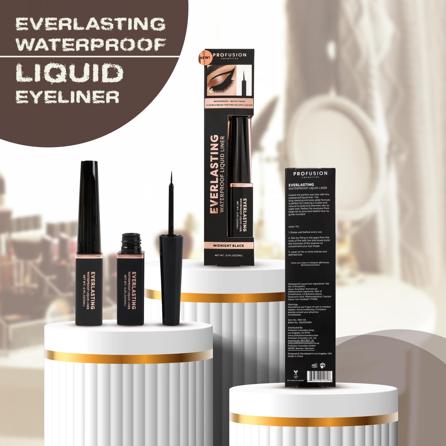 Profusion Cosmetics Everlasting Waterproof Liquid Eyeliner, Achieve Bold Statement Eyes Effortlessly With this Essential Beauty Tool, Long Lasting Beauty & Personal Care Profusion Cosmetics