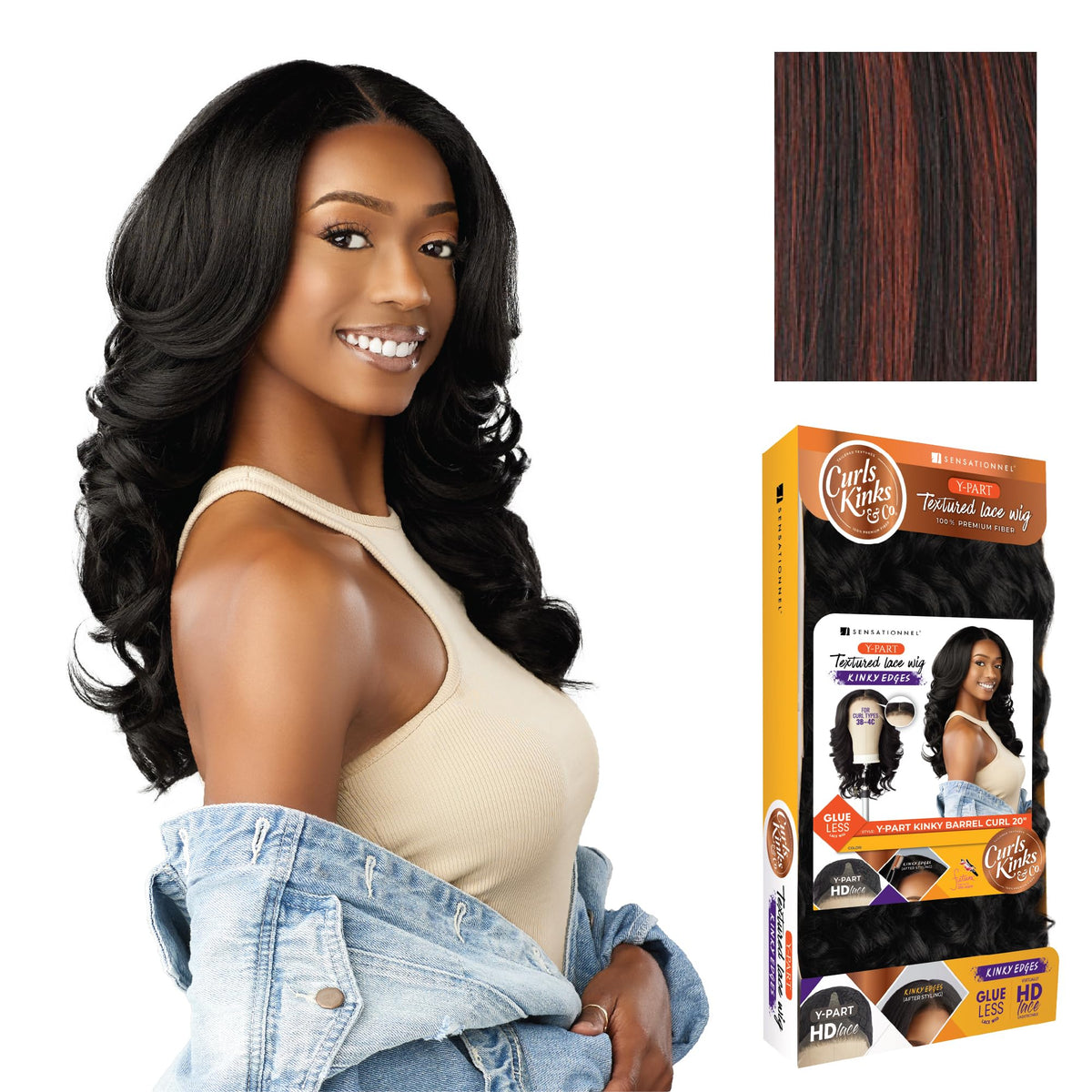 Sensationnel CKCO Kinkyedges Wig-Kinky Barrel Curl 20 Inch, F1B/350