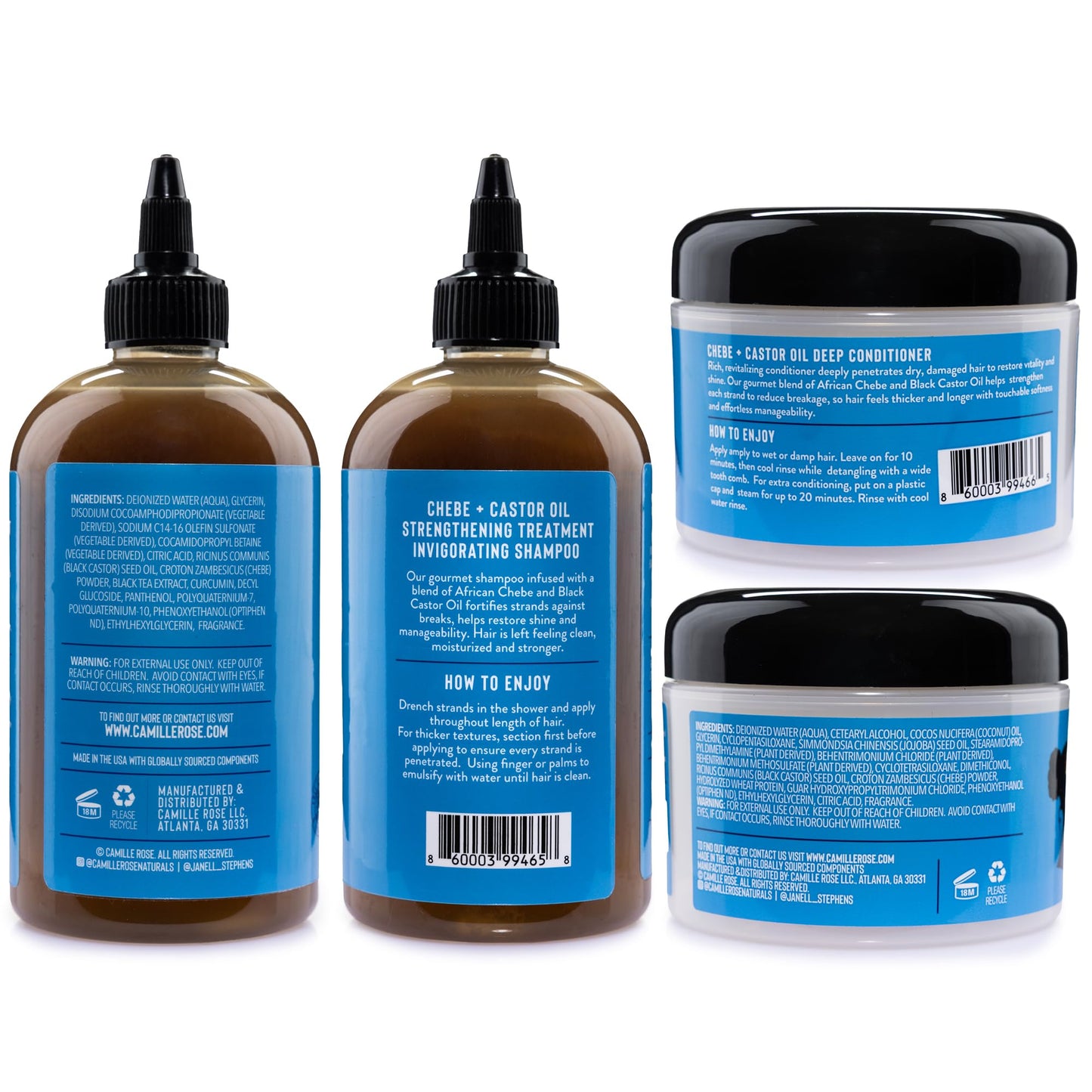 Camille Rose Shampoo and Conditioner Set, African Chebe + Castor Oil - Moisture Treatment for Dry, Damaged Hair, Curls & Textures Beauty & Personal Care Camille Rose