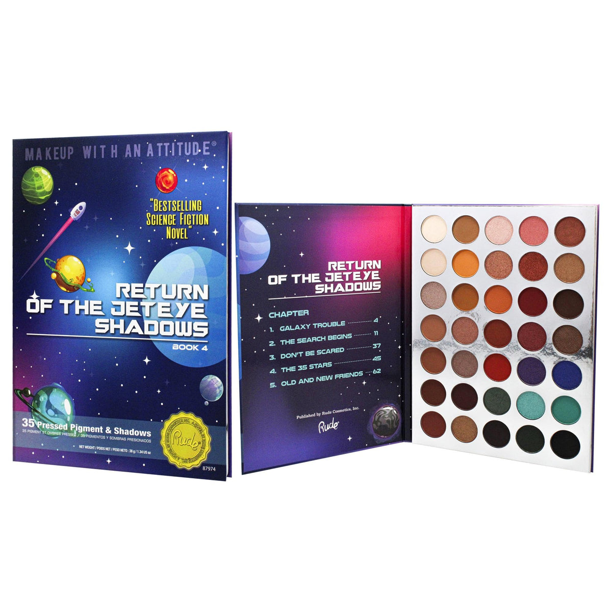 Rude Cosmetics Return of the Jeteye 35 Eyeshadows Palette - Book 4 for Women - 1.34 oz Eye Shadow Beauty & Personal Care RUDE