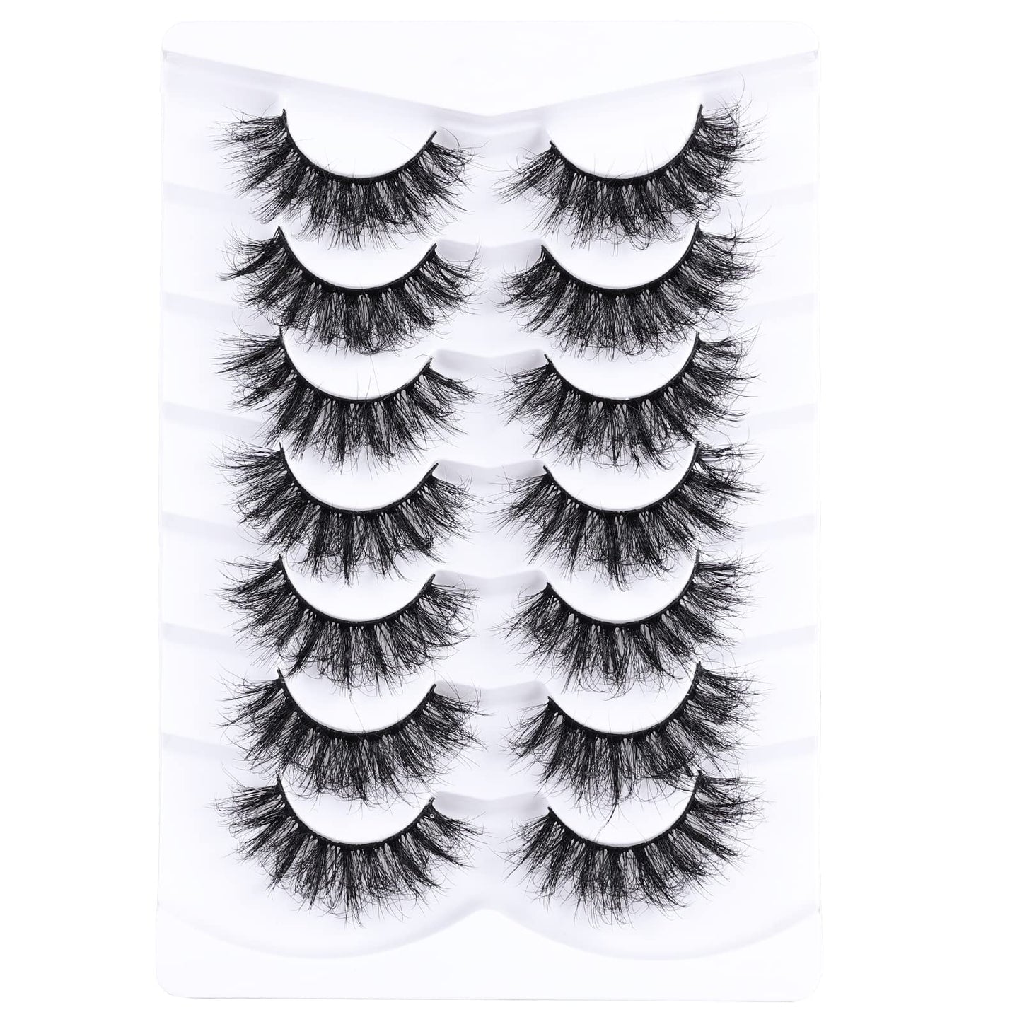 Mebver Lashes Eyelashes 8D Fluffy False Eyelashes Wispy Faux Mink Lashes Light Weight Fake Eyelashes Cat Eye Lashes 7 Pairs Pack, Black Beauty & Personal Care Mebver
