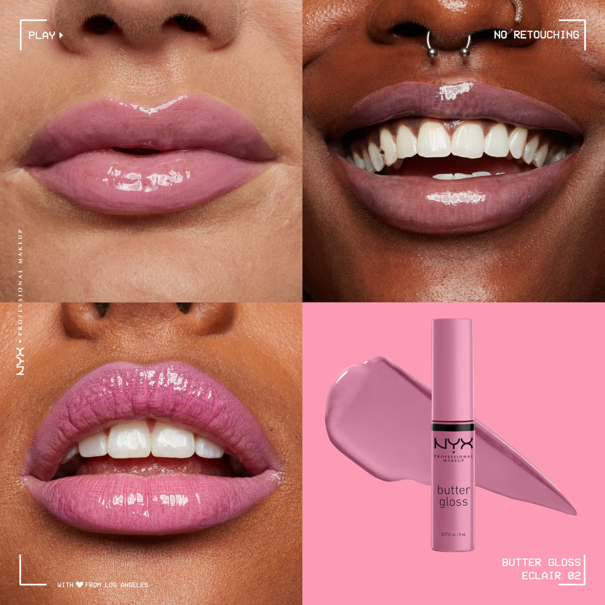 NYX PROFESSIONAL MAKEUP Butter Gloss, Non-Sticky Lip Gloss - Eclair (Pink) Beauty & Personal Care NYX PROFESSIONAL MAKEUP