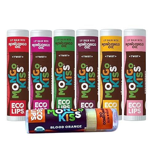 Eco Lips Mongo Kiss Organic Lip Balm 7 Pack - Blood Orange, Black Cherry, Pomegranate, Vanilla Honey, Peppermint, Strawberry Lavender, Yumberry | Beauty & Personal Care Eco Lips