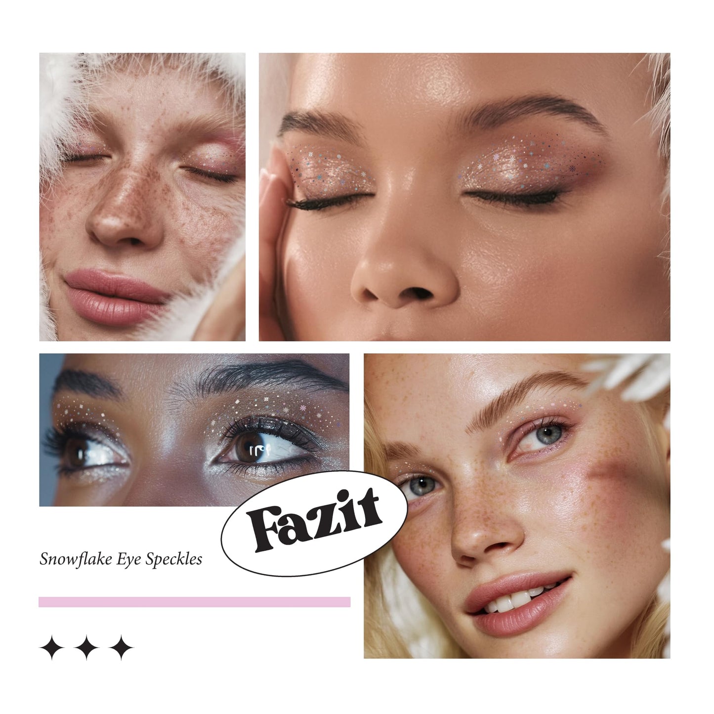 Fazit Makeup Patches - Snowflake Eye Speckles - Glow Up Make-Up Patches - Cute Glitter Makeup Accessories for Women - Cosmetic Glitter for Face Beauty & Personal Care Fazit