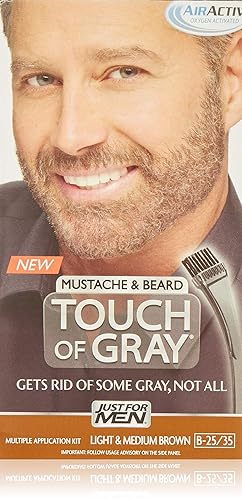 JUST FOR MEN Touch of Gray Hair Color, Mustache & Beard Kit, Light & Medium Brown B-25/35, 1 ea ( Pack of 3) Beauty & Personal Care Just for Men