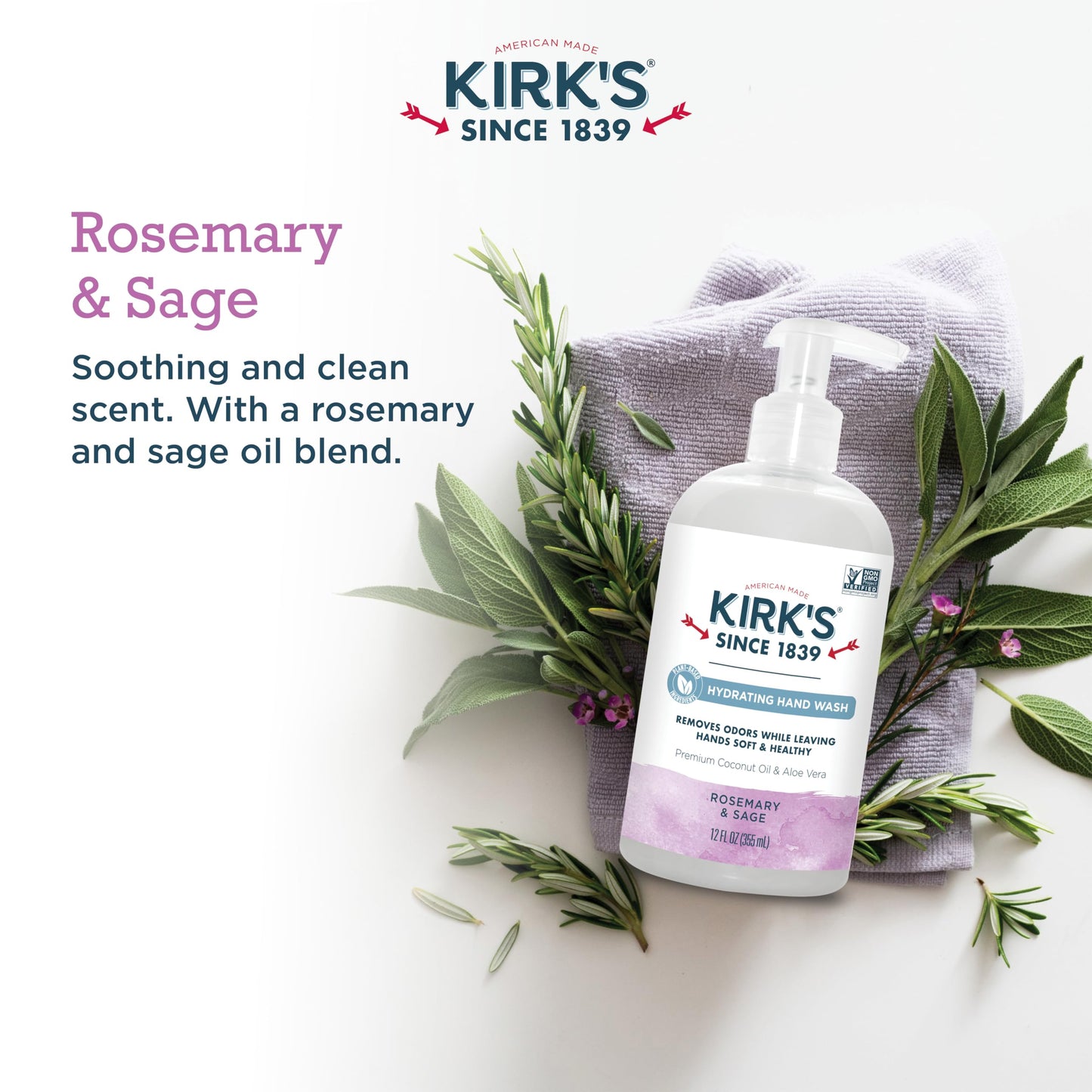Kirk's Odor Neutralizing Hydrating Hand Soap, Rosemary Sage 12 Ounce Beauty & Personal Care Kirk's