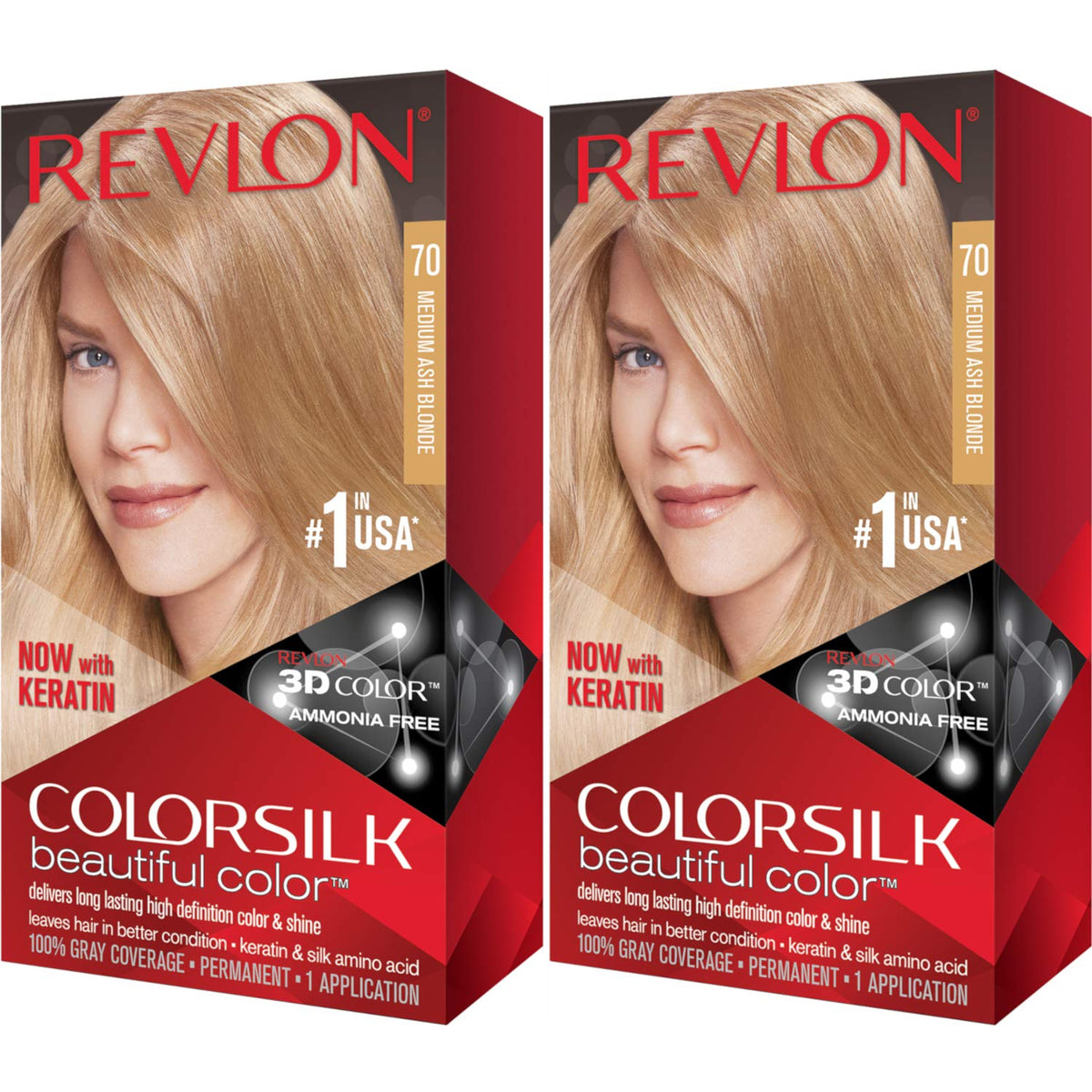Revlon ColorSilk Hair Color 70 Medium Ash Blonde 1 Each (Pack of 2) Beauty & Personal Care REVLON