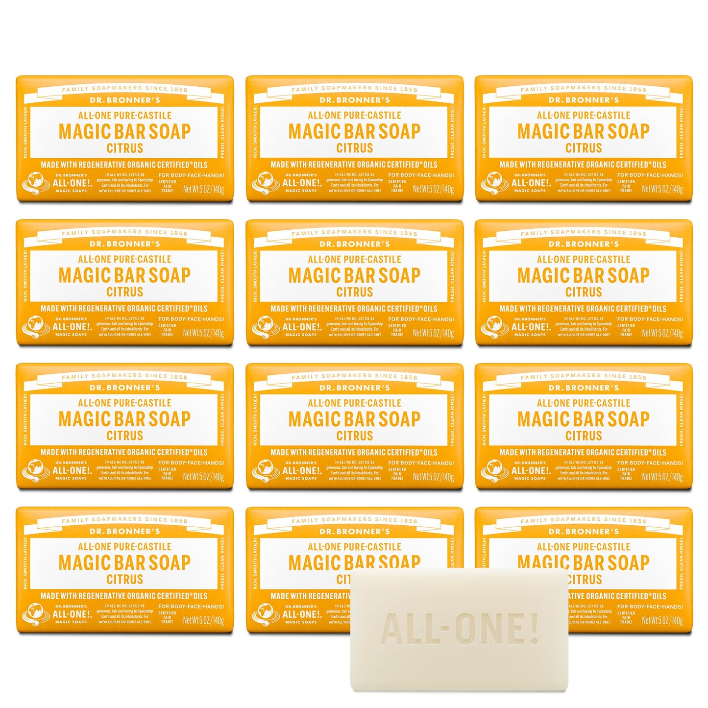 Dr. Bronner's Pure-Castile Magic Bar Soaps - Made with Regenerative Organic Certified Oils - For Face, Body, Hair- Vegan Soap Bars for Men & Women Beauty & Personal Care Dr. Bronner's