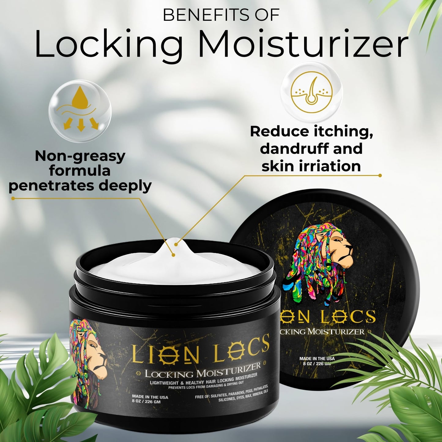 Lion Locs Hair Locking Dreads Moisturizer for Dreadlocks, Locks, Microlocs, Interlocks, Braidlocks, Braids, Fauxlocs, Twistlocks, or Sisterlocks (8oz) Beauty & Personal Care Beard Gains
