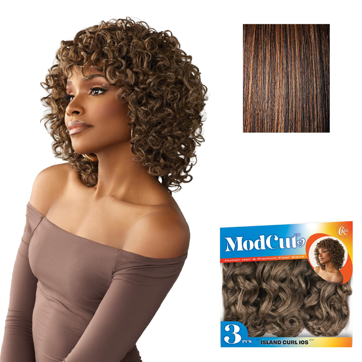 Sensationnel Curls Kinksandco ModCut 3pcs Bundles -Island Curl 10S,S1B/30