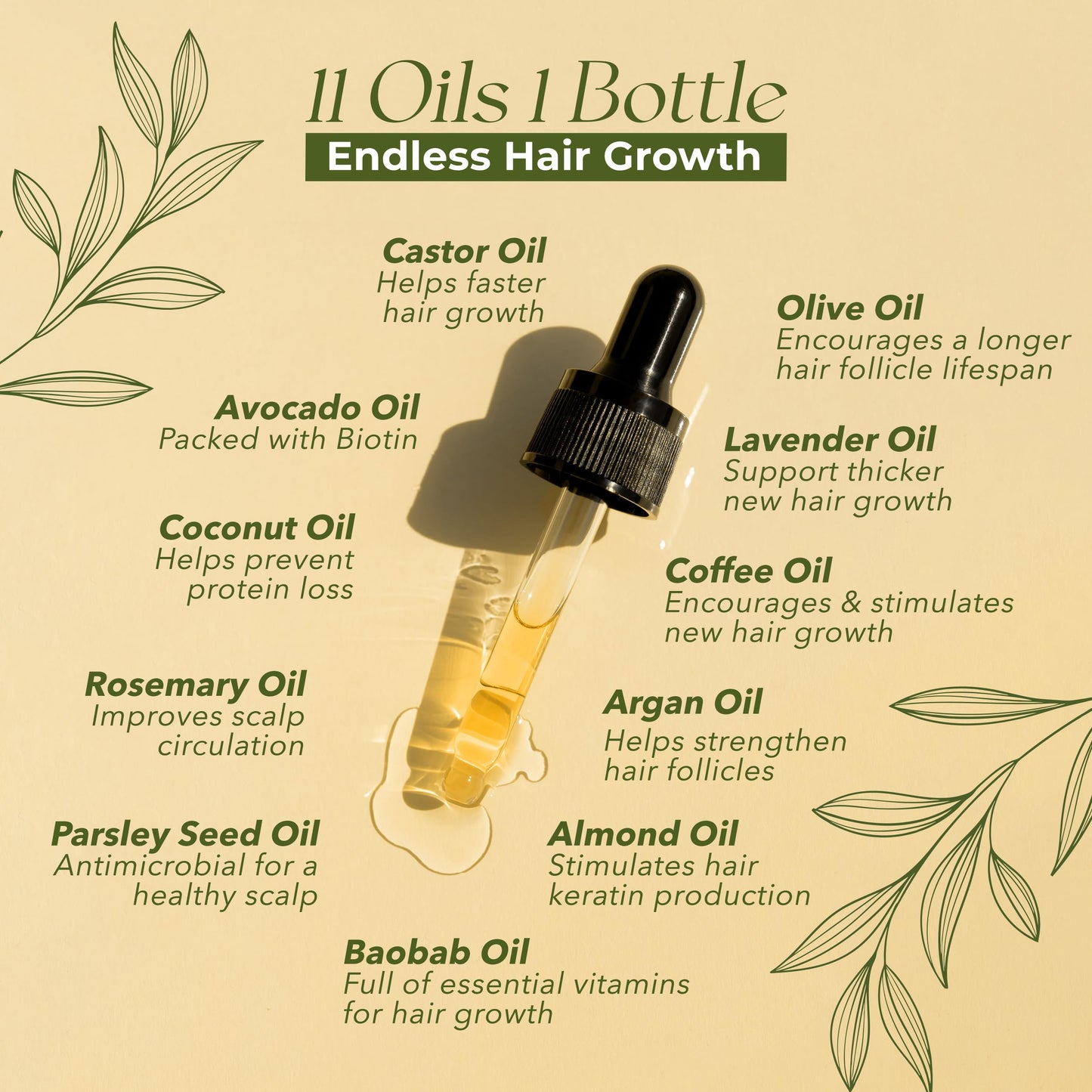 Veganic Natural Hair Growth Oil for Women infused with 10 Premium Botanic Oils plus Organic Rosemary Oil for Hair Growth | Salon-Grade Volumizing Beauty & Personal Care Veganic