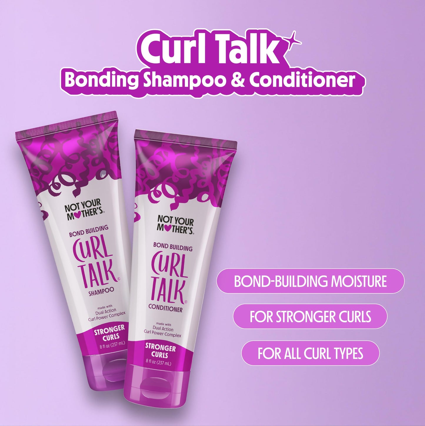 Not Your Mother's Curl Talk Bond Building Shampoo and Conditioner (2-Pack) - 8 fl oz - Strengthening Shampoo and Conditioner Set for Curly Hair Beauty and Personal Care Not Your Mother's