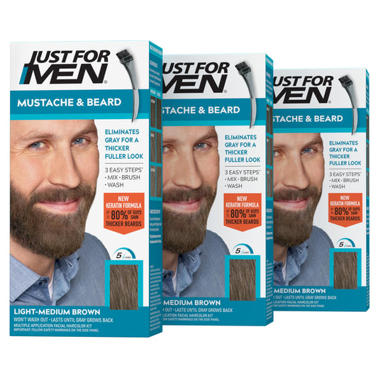 Just For Men Mustache & Beard, Beard Coloring for Gray Hair with Brush, With Keratin Biotin Aloe and Coconut Oil for Healthy Facial Hair Beauty & Personal Care Just for Men