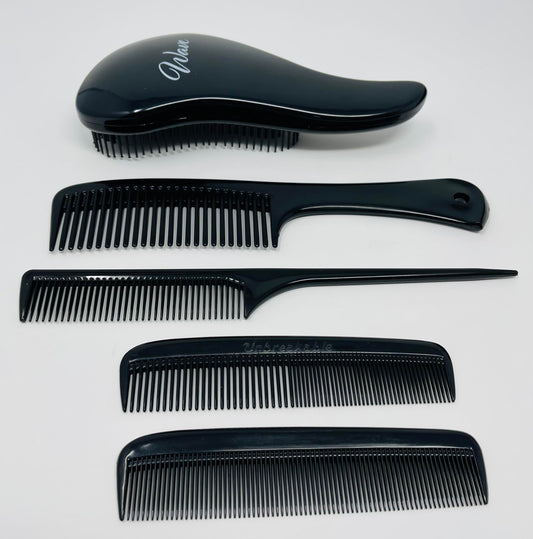 GENTS 5-Piece Hair Detangling Brush Set - Professional Salon Quality Comb & Brush Kit for Men Women - Anti-Static Black Bristles for All Hair Types Beauty and Personal Care G.B.S