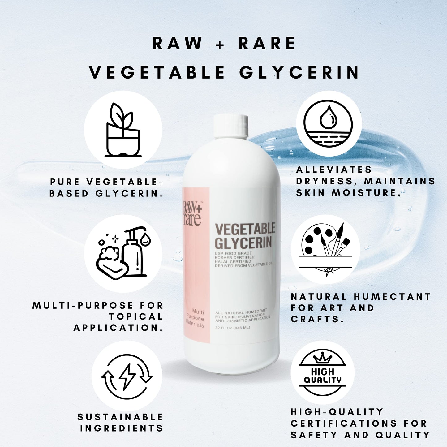 Raw Plus Rare Food Grade Vegetable Glycerin 32 oz Beauty and Personal Care Raw Plus Rare
