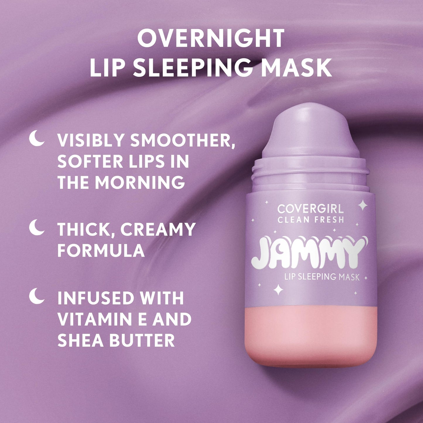 COVERGIRL Clean Fresh Jammy Lip Sleeping Mask, Lavender Scent, with Avocado & Grape Seed Oils, No-Touch Applicator - 10 Whipped Lavender Beauty and Personal Care COVERGIRL