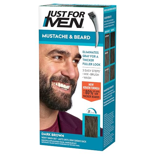 Just For Men Mustache & Beard multiple uses Beard Dye for Men with Brush Included, With Keratin Biotin Aloe and Coconut Oil for Healthy Facial Hair Beauty & Personal Care Just for Men