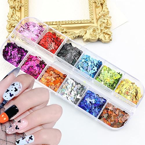 12 Color Nail Glitter Sequins 3D Shiny Flakes - Gold Glitters, Sparkle Decor DIY Craft Beauty & Personal Care TBRZTR