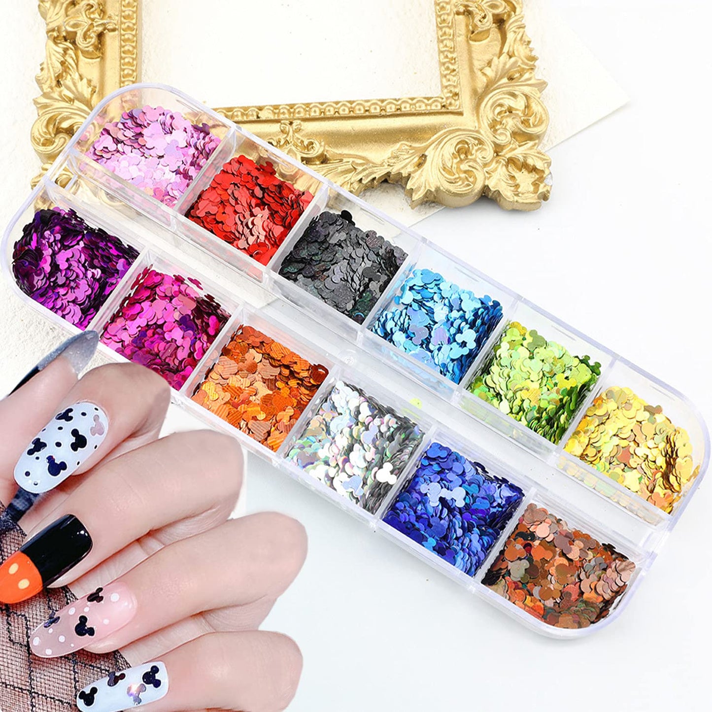 12 Color Nail Glitter Sequins 3D Shiny Flakes - Gold Glitters, Sparkle Decor DIY Craft Beauty & Personal Care TBRZTR