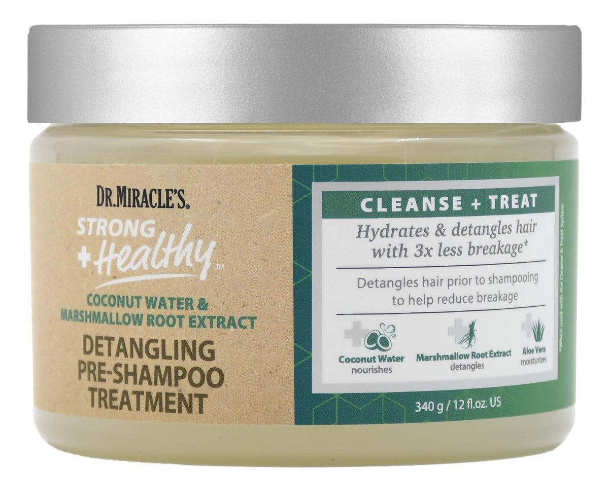 Dr. Miracle's Strong & Healthy Detangling Pre-Shampoo Treatment. Infused with Coconut Water, Marshmallow Root and Aloe Vera, Hydrates and Restores