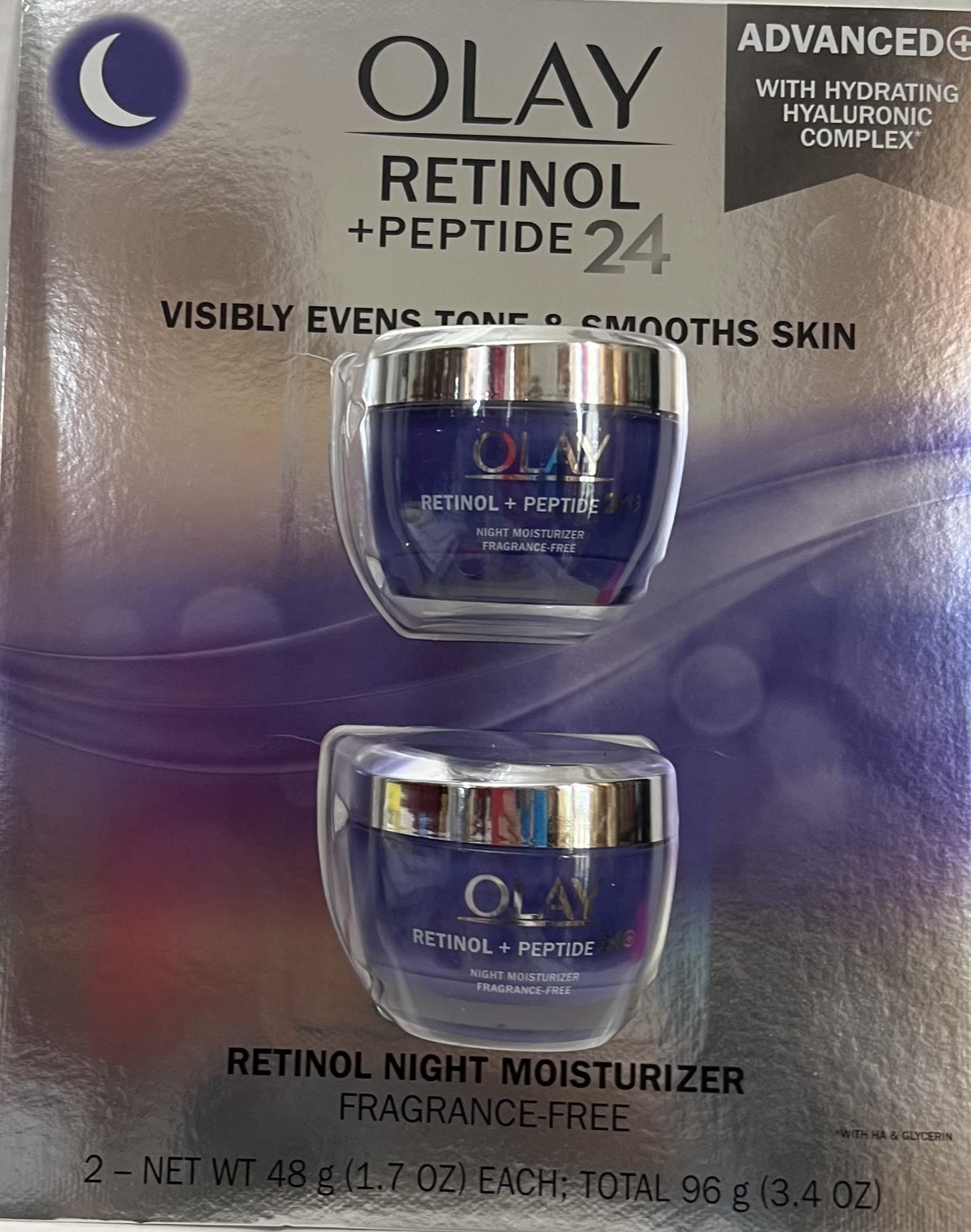 Olay Retinol + Peptide 24 Fragrance Free Night Moisturizer, 1.7 OZ (2 Packs) Beauty & Personal Care Olay