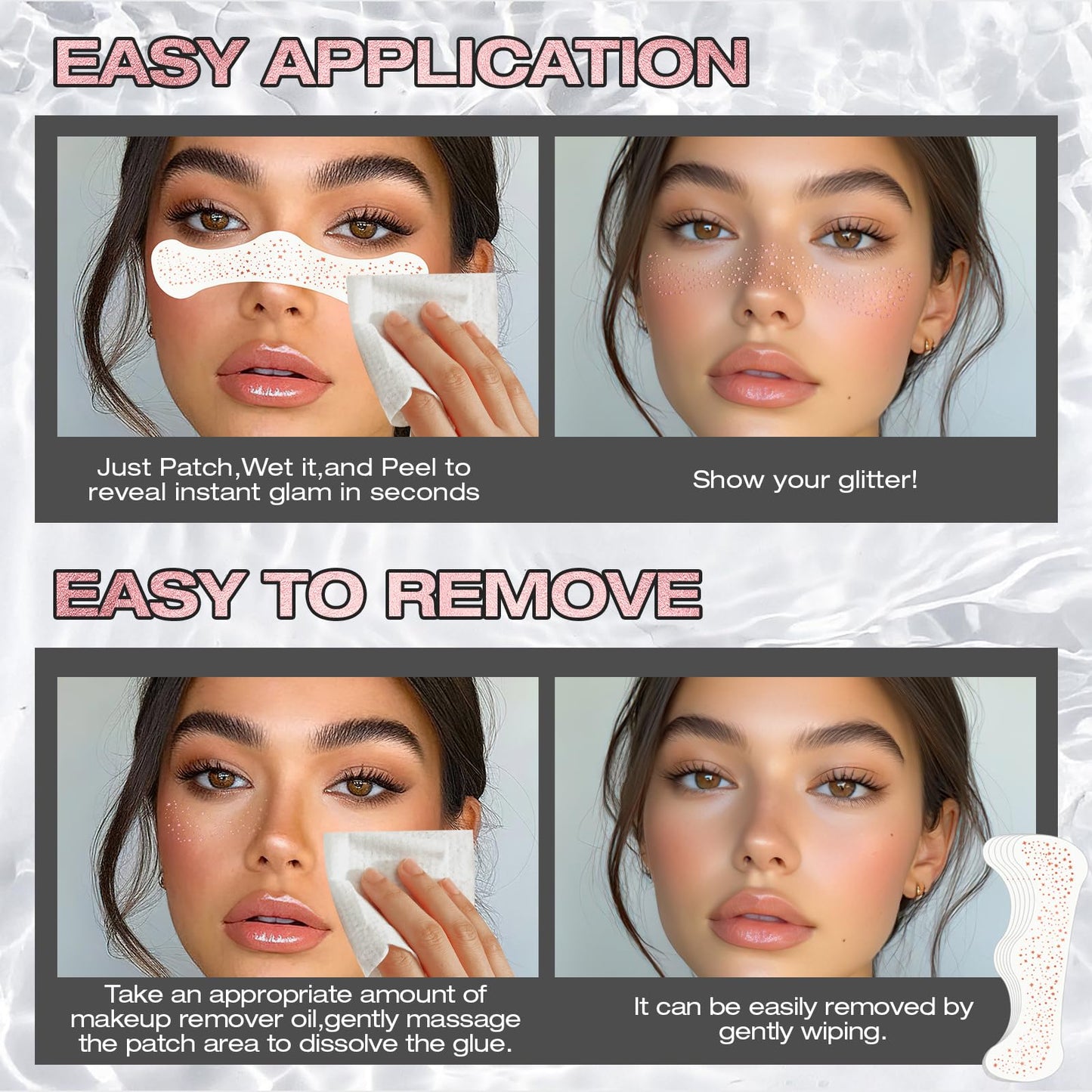 Leterly 24 Pcs Glitter Freckles Face Tattoo,Rose Gold Face Glitter Makeup Patches Cute Sparkle Freckles Patches Waterproof Makeup Speckles for Face Beauty & Personal Care Leterly