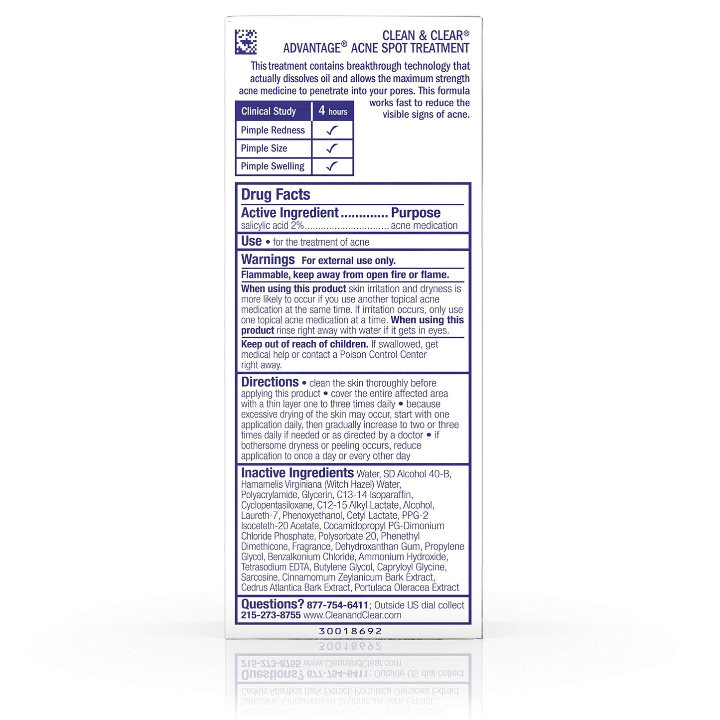 Clean & Clear Advantage Acne Spot Treatment, Oil Free Acne Treatment with Salicylic Acid, Witch Hazel, and BHA, Gel Pimple Cream for Adults and Teens Beauty & Personal Care Clean