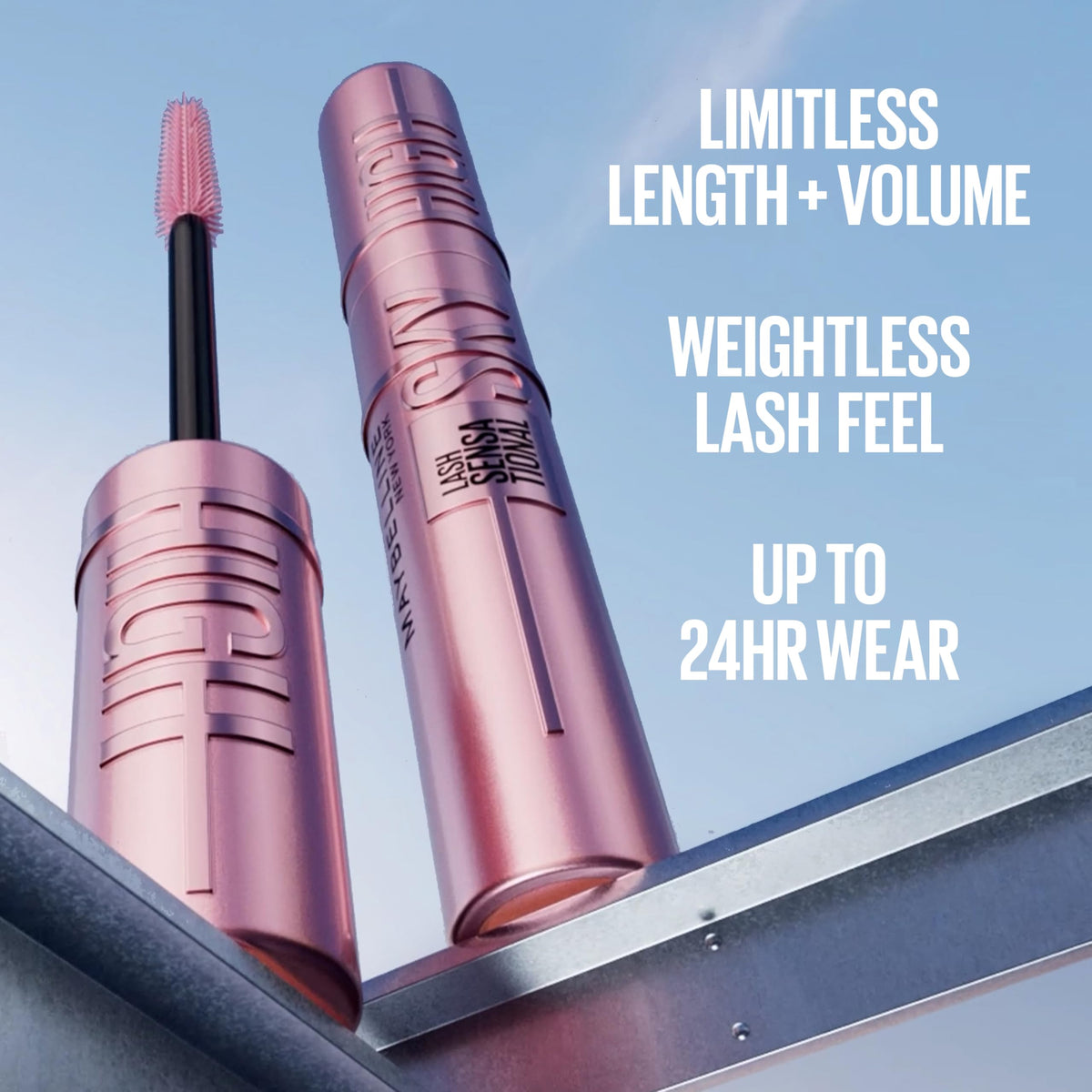 Maybelline Lash Sensational Sky High Mascara Makeup, Volumizing, Lengthening, Defining, Curling, Multiplying, Buildable, Washable Formula, Burgundy