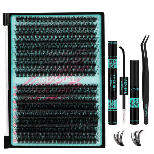 Lash Extension Kit 320Pcs,DIY Individual Lashes Clusters Kit,Lash Bond And Seal,Lash Remover For Eyelashes Extensions,Lash Applicator Tool For False Beauty and Personal Care AMZGIRL LASH Default Title
