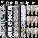 3D Acrylic Butterfly White Flowers Bear Nails Charms Cute Nail Charms Mixed Starry Crystal Nail Rhinestones Multi Sizes Crystal Gems Stones for Nail Beauty & Personal Care CESUSME