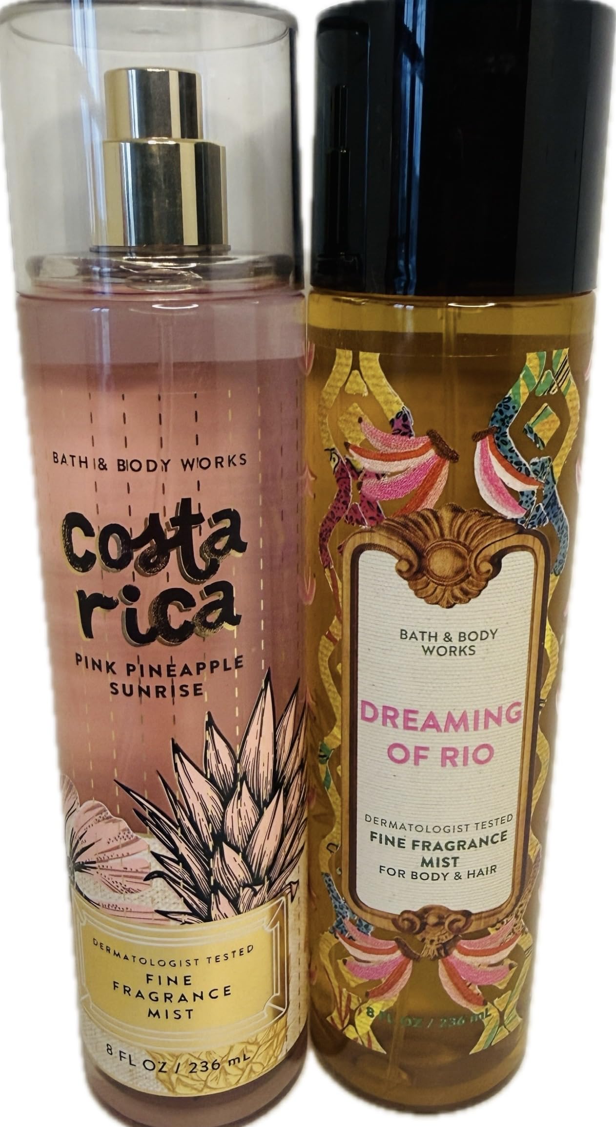 Bath & Body Works Fine Fragrance Mist Set of 2 - Dreaming of Rio & Pink Pineapple Sunrise - Tropical Fruity Body Spray Bundle Beauty & Personal Care Bath & Body Works