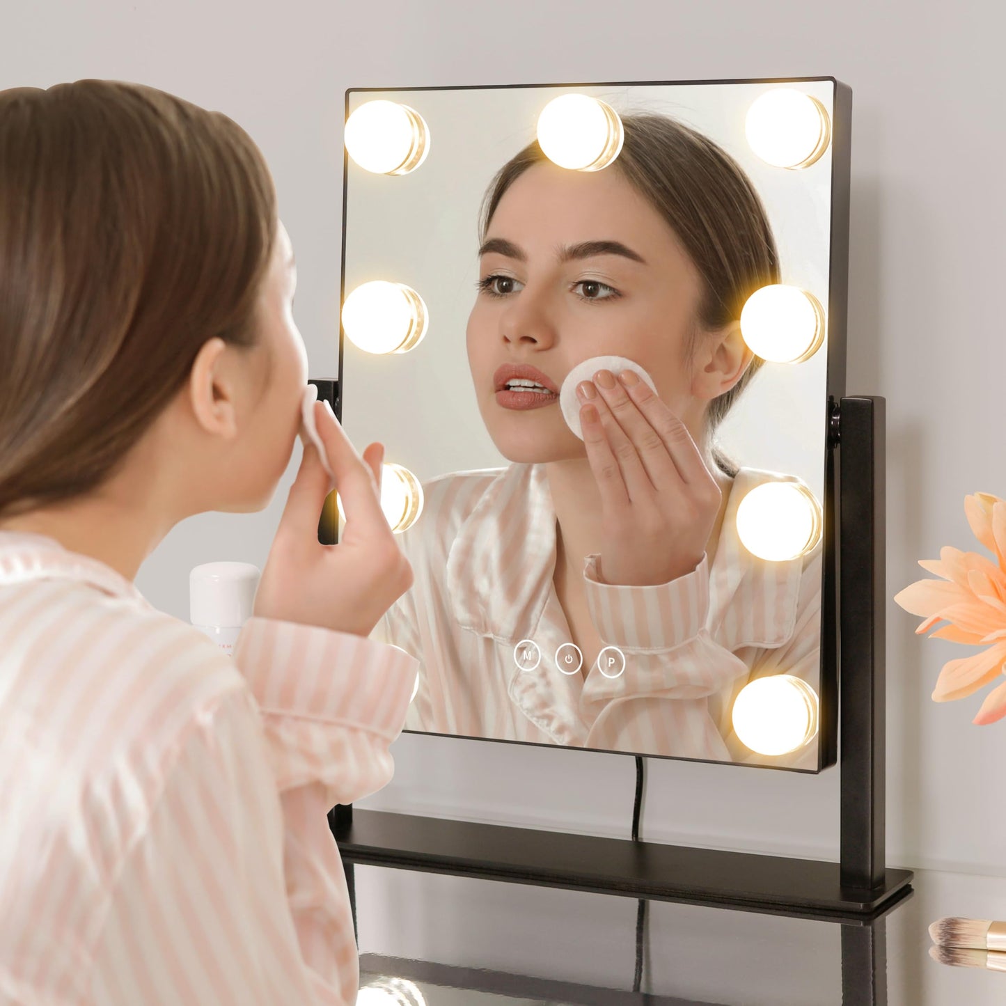 Kotdning Vanity Mirror with Lights,Lighted Vanity Mirror with 9 Dimmable Bulbs for Dressing Room & Bedroom,3 Color Lighting,Modes Detachable 10x Beauty and Personal Care Kotdning